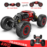 1 x RAW Customer Returns BEZGAR TD141 Remote Control Car - 4WD 2.4GHz RC Car for Children, Transforming Car Toy Stunt Car with Rechargeable Battery for Boys and Adults, Red - RRP €50.41