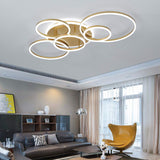 1 x RAW Customer Returns LED Ceiling Light Living Room Ceiling Light, Dimmable LED Ceiling Lamp with Remote Control, Ceiling Lights with Timer and Night Light Function, 6 Gold Ring Bedroom Ceiling Chandelier - RRP €174.98