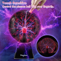 1 x RAW Customer Returns Theefun Magic Plasma Ball, 8 Inch Plasma Ball Plasma Ball Light Lon Sphere Lamp Touch Sensitive Ball for Kids, Blue - RRP €42.29