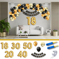 5 x Brand New Balloon arch with pump, balloons guirlande black and gold for birthday decoration, decorative balloon arch set 20 years  - RRP €76.0