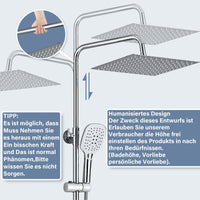 1 x RAW Customer Returns Harnart rain shower system without fitting, stainless steel shower fitting, complete set, shower rod with shower, chrome shower head with hose and holder, 3 jet types, 30 x 30 cm, square overhead shower shower set - RRP €69.77