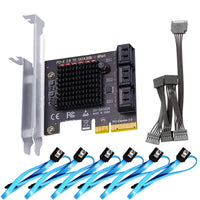 1 x RAW Customer Returns GLOTRENDS SA3026 6 Ports PCIe X4 SATA Expansion Card, including SATA cable and 1 5 SATA splitter power cable, Compatible with Windows, Linux, Mac OS, NAS - RRP €39.99