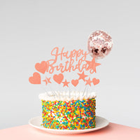 1 x RAW Customer Returns ZERODECO birthday decoration rose gold set, happy birthday letters balloons tablecloth cake topper foil curtains mylar foil star and heart shape balloons confetti balloons for birthday party decoration - RRP €16.99