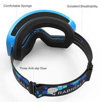 1 x RAW Customer Returns RABIGALA anti-fog ski goggles snowboard goggles men women snow goggles interchangeable lenses anti-fog goggles UV protection with magnetic snow goggles helmet compatible, for snowmobile blue  - RRP €22.19