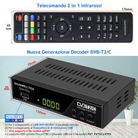 1 x RAW Customer Returns SHUNWEIQTEK Digital Terrestrial Decoder 2024 WiFi, DVB-T2 HD 1080P H265 HEVC Main 10 Bit Decoder, USB PVR Timeshift Support, Italian Assistance and Manual Menu, Remote Control for TV and Decoder - RRP €23.33