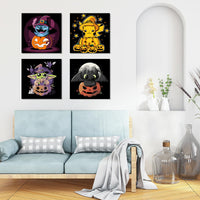 5 x Brand New NAIMOER 4 Pieces Framed Paint by Numbers Kids Kit, DIY Halloween Paint by Numbers Kids Adults, Pumpkin Paint by Numbers Kits Cartoon Paint by Numbers Canvas for Home Decor 8x8in - RRP €102.0