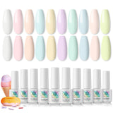 8 x Brand New RSTYLE Semi-Permanent Nail Polish, 10pcs UV LED Nail Polish Semi-Permanent Pastel Gel Nail Polish Colors Semi-Permanent Nail Gel Kit Nail Polish White Macaron - RRP €159.84