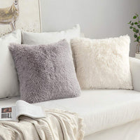 1 x RAW Customer Returns MIULEE Set of 2 Cushion Covers Artificial Fur Sofa Cushion Decorative Decorative Cushion Cuddly Cushion Plush Cushion Cuddly Couch Cushion Super Soft Cushion Fluffy Cushion Cover for Sofa 60 x 60 cm Cream White - RRP €21.91