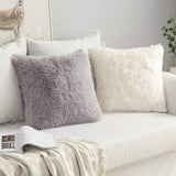 1 x RAW Customer Returns MIULEE Set of 2 Cushion Covers Artificial Fur Sofa Cushion Decorative Decorative Cushion Cuddly Cushion Plush Cushion Cuddly Couch Cushion Super Soft Cushion Fluffy Cushion Cover for Sofa 60 x 60 cm Cream White - RRP €21.01