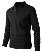 1 x RAW Customer Returns Harbrosrce Men s Henley Fleece Sweatshirt Pullover Cotton Long Sleeve Fleece Sweater with Buttons - RRP €27.6