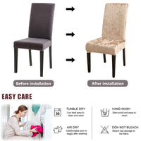 1 x RAW Customer Returns Aisprts Chair Covers Velvet Dining Room Chair Covers Removable Washable Stretch Chair Covers Set of 4 for Home, Kitchen, Bar, Hotel, Wedding, Ceremony, Restaurant, Party, B1 Velvet Golden - RRP €31.25