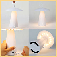 1 x RAW Customer Returns LUCOZA LED Table Lamp Mushroom Lamp with Handle, Wireless Dimmable Portable Camping Electric Lantern Night Light with Type-C Charging Port, Table Lamp for Indoor Living Room Bedroom, White - RRP €42.51