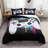 1 x RAW Customer Returns Tbrand Gamepad Bedding Set for Boys and Girls 135 x 200cm White Video Game and Gamepad Bedding Set - RRP €28.99