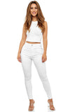 1 x RAW Customer Returns Elara Super High Waist Women s Trousers Chunkyrayan EL12-1 White 46 3XL  - RRP €30.2