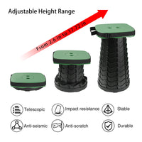 1 x RAW Customer Returns Hesanzol Portable Folding Stool, Mini Folding Telescopic Stool, for Outdoor Activities, Camping, Traveling, Picnic, Garden, BBQ, Fishing, Hiking, Load 400lb Green  - RRP €29.99