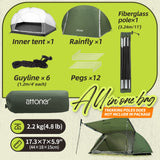 1 x RAW Customer Returns ATTONER tent, 1-2 person dome tent, ultra-light bivouac tent, quick assembly, waterproof, small pack size for trekking, outdoor, festival, camping - RRP €60.49