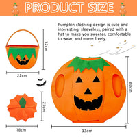 34 x Brand New JIASHA Pumpkin Costume for Children, Halloween Pumpkin Costume Pumpkin Fancy Dress with Hat and Candy Bags Pumpkin Cosplay Costume, for Halloween Party Children  - RRP €308.04