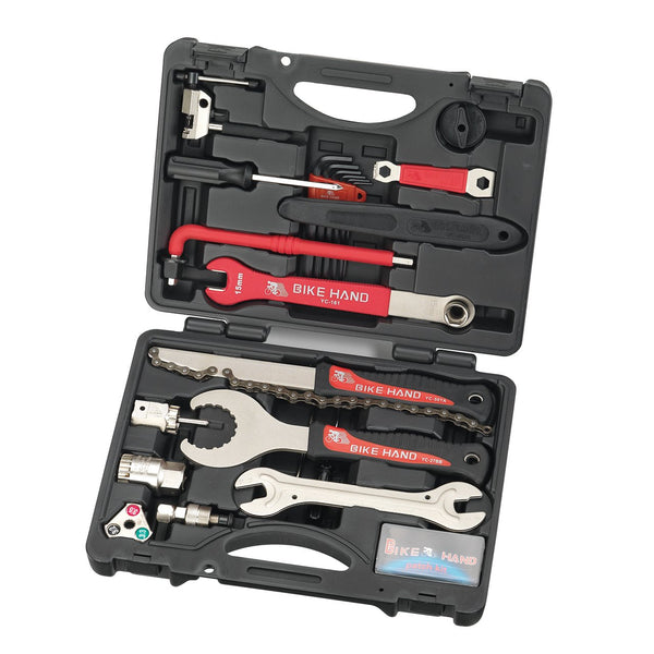 1 x RAW Customer Returns Bike Hand 18 Piece Bicycle Repair Kit, Portable Bicycle Tool Case Bicycle Tool Set for Bicycle Tire Chain Assembly Repairs Bike Tool Set with Carrying Case S S , red - RRP €50.41