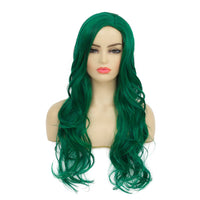 1 x RAW Customer Returns Long Curly Green Waves Wig Women Side Parts Natural Shape Cosplay Synthetic Fiber Wig Heat Resistant Replacement Wig - RRP €27.22