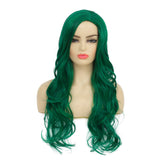 1 x RAW Customer Returns Long Curly Green Waves Wig Women Side Parts Natural Shape Cosplay Synthetic Fiber Wig Heat Resistant Replacement Wig - RRP €27.22