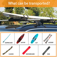 1 x RAW Customer Returns XUXIAKE Soft Roof Rack Pads for Car with 4.5m Tie Down Straps for Surfboard, SUP Paddleboard, Snowboard, 71cm Pair Black - RRP €46.38