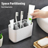 1 x RAW Customer Returns Toothbrush holder - Removable bathroom toothbrush cup with drain hole - 4 toothbrush compartments 2 toothpaste compartment - Non-slip base - RRP €12.32