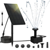 3 x RAW Customer Returns LEDBOKLI Solar Fountain 2.5W USB Pump Solar Pump Water Fountain Panel 7 Different Spray Heads, Pond Pump for Outdoor 200 L H Flow Rate for Bird Bath, Pond, Aquarium, Fountains, Garden - RRP €59.97