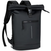 1 x RAW Customer Returns Lekeinchi Rolltop Backpack Waterproof for Women Men, Large, with Computer Compartment for 17 Inch Laptop, Elegant Travel Backpack Daypack for Travel, Cycling, University School - Black - RRP €34.86