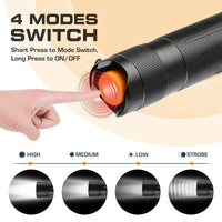 1 x RAW Customer Returns EverBrite LED flashlight 400lm super bright, 4-mode zoomable, IPX4 waterproof flashlight hand lamp LED aluminum, small flashlight for camping, outdoor with 3 AAA batteries - RRP €14.99