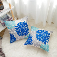 16 x Brand New Cushion cover summer blue and grey dahlia modern sofa cushion throw pillow linen cushion cover decorative couch cushions square soft cushion covers cover for sofa bench bed car 45x45 - RRP €209.6