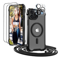 1 x RAW Customer Returns GUtttGU mobile phone chain for iPhone 15 Pro case with strap with 2 screen protectors tempered glass 2 camera  transparent mobile phone case compatible with Magsafe protective case for iPhone 15 Pro black - RRP €18.14