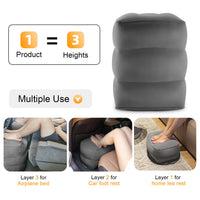 1 x RAW Customer Returns Maliton Footrest Airplane, Inflatable Footrest Pillow for Travel Car Home Office, Height Adjustable Flyaway Kids Bed, for Sleeping on Long Flights for Children Dark Gray, 2 Pack  - RRP €35.28