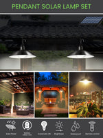 1 x RAW Customer Returns 2 Outdoor Solar Pendant Lamps with Solar Panel. IP44 waterproof 30LED lights with remote control and 3 m cable. Warm 3500K lighting for Garden, Terrace, Patio, Garage. - RRP €34.85