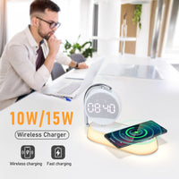 1 x RAW Customer Returns DESGNT LED bedside lamp alarm clock, light alarm clock with 15W wireless charging stations, touch dimmable night light, 3 levels of warm white light, a festive gift for adults and children. - RRP €34.16