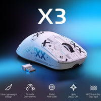 1 x RAW Customer Returns VGN GAMEPOWER Attack Shark X3 Superlight Wireless Gaming Mouse, 49g Ultralight Esports Mouse, 26000DPI, PixArt PAW3395 Sensor, 2.4G BT Wired, G502, Griptape Set, Up to 200 Hours Battery, White - RRP €55.45