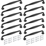 2 x RAW Customer Returns 12 pieces 128 mm kitchen handles, black furniture handles, cupboard door handles, cupboard handles and knobs, aluminum alloy handles with screws, handles for kitchen cabinets - RRP €27.98