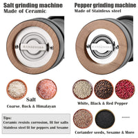 4 x Brand New RANSENERS salt and spice mill 2-piece set, made of beech wood, 22cm, ceramic grinder and stainless steel grinder, fineness adjustable - RRP €81.6