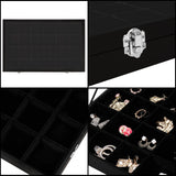 1 x RAW Customer Returns Belle Vous Jewelry Organizer Jewelry Box Black, Velvet Box Glass Lid 24 Compartments - Jewelry Storage Stackable Jewelry Box Drawers Adjustable for Rings, Necklaces, Bracelets, Earrings, Watches - RRP €24.97