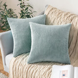 1 x RAW Customer Returns MIULEE Set of 2 cushion covers, corduroy cushion cover, decorative cushion cover, sofa cushion, couch cushion, decorative cushion cover, decorative cushion cover with hidden zip, 45 x 45 cm, blue and white - RRP €18.65