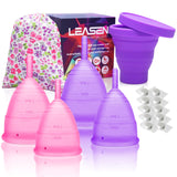 60 x Brand New LEASEN Set of 4 Menstrual Cups in Medical Silicone Without Latex and Additives, Comfortable, Ecological, Safe, Soft Menstrual Cup, SIZE M SIZE L, 4 Units - RRP €1825.2