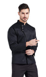 1 x RAW Customer Returns Nanxson Chef Jacket Unisex Kitchen Hotel Stand Collar Long Sleeve Uniform Baker Jacket Kitchen Clothing with Pocket CFM0057 Black, XL  - RRP €26.54