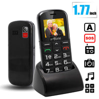 1 x RAW Customer Returns artfone CS182 senior  without contract with large buttons Dual SIM GSM  with SOS emergency call button Type-C charging station and camera  1.8 inch 1400 mAh battery long standby time black - RRP €35.4