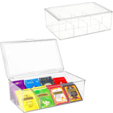 1 x RAW Customer Returns Puricon 2 pieces tea box 16 compartments, stackable tea bag tea holder with lid, tea storage box tea bag boxes made of plastic, airtight tea storage for coffee pods organizer box - transparent - RRP €19.67