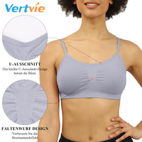 1 x RAW Customer Returns Vertvie Women s Stretch Thin Without Underwire Push Up Yoga Sports Bra Top Set for Fitness Training Padding Pack of 2 3 Size L Label XL, Black Skin Light Grey  - RRP €26.77