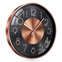 1 x RAW Customer Returns TOKTEKK Wall Clock Without Ticking Noises Silent Modern Wall Clocks 12 Inch Round Silent Kitchen Clock Aluminum Wall Clock for Living Room Kitchen Bedroom and Office Rose Gold Numbers  - RRP €29.99