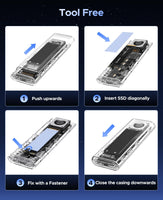 1 x RAW Customer Returns ORICO 40Gbps M.2 NVMe SSD Enclosure Adapter, Built-in Fan M.2 External Enclosure for M-Key SSD 2230 2242 2260 2280, Supports up to 4TB, Compatible Thunderbolt 3 4 USB 3.2 3.1 3.0, TCM2-U4-BK - RRP €88.73