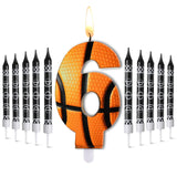 1 x Brand New Photect 11 Pieces Basketball Birthday Candles Number 5-9 Cake Candles Number Candle Cupcake Topper Basketball Cake Decoration for Birthday Cake Children Boy Girl Sports Party Supplies Number 6  - RRP €20.4