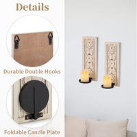 1 x Brand New Sziqiqi wooden candle holder for wall - vintage wall candle holder wall decoration shabby chic wall holder candles wall mount wall candlestick candle wall holder for living room bedroom fireplace bathroom - RRP €30.19