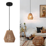 1 x RAW Customer Returns MRHYSWD Boho Rattan Pendant Light, 1 Light Wicker Hanging Lamp Black Chandelier Ceiling Light Living Room Bedroom Dining Room Hallway Stairs Kitchen With Lampshade, Without E27 Bulb - RRP €43.36