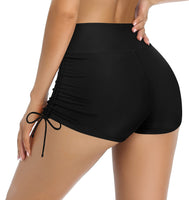 1 x Brand New SHEKINI Women s Solid Color Bikini Bottoms Swimwear Adjustable Drawstring High Waist Ruched Boxer Shorts Summer Abdominal Control Swim Trunks Swimsuit S, Black  - RRP €27.6